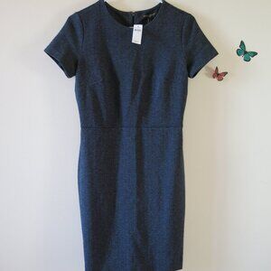 Banana Republic Cotton Rayon Polyester Grey Chevron Short Sleeves Dress Size 4